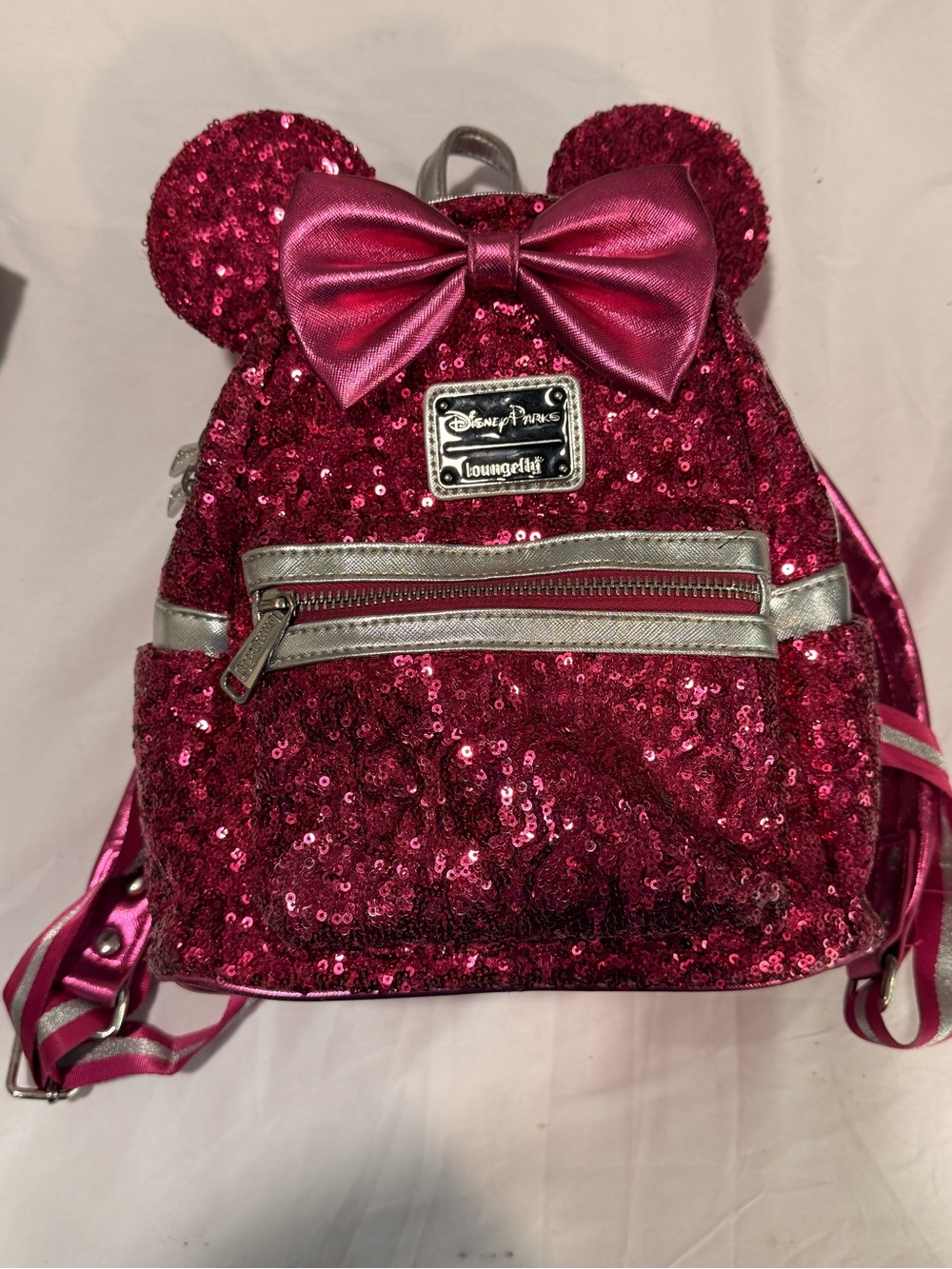 Loungefly Sequin Minnie Ear Mini Backpack with Metallic Bow